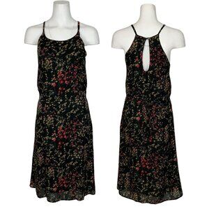 Asos Blend She Bella L Dress XS Black Floral Sleeveless Midi Tie Back Resortwear